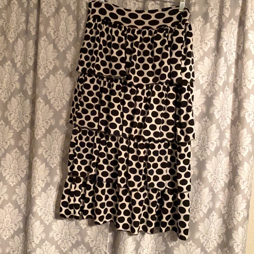 NUGGLES BLACK & CREAM POLKADOT RUFFED SKIRT